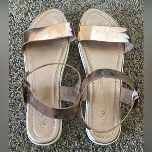 Rose Gold Minimalist Sandals with Ankle Strap